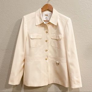 TALBOTS Cream Safari Style Jacket Blazer, Size 8